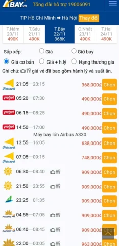 Vé máy bay Sài Gòn Hà Nội tháng 11